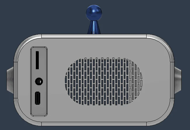 音箱底面 CAD 结构视图,显示开孔与功能分区