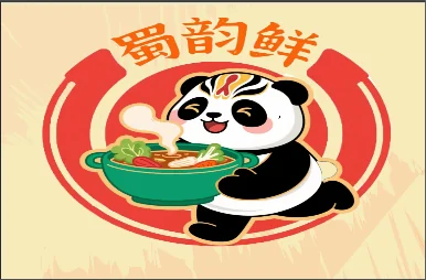 蜀韵鲜标志在浅底上的应用版本